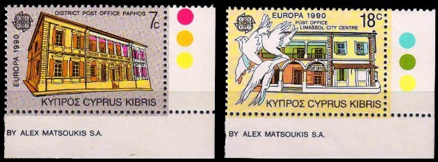 CYPRUS 1990-Europa, Post Office Building, Set of 2-MNH-S.G. 774-775
