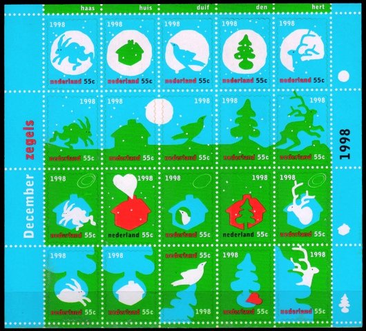 Netherland 1998, Christmas, Self Adhesive, S.G. 1908-1927, Sheet of 20 Stamps, MNH Cat £ 15-00