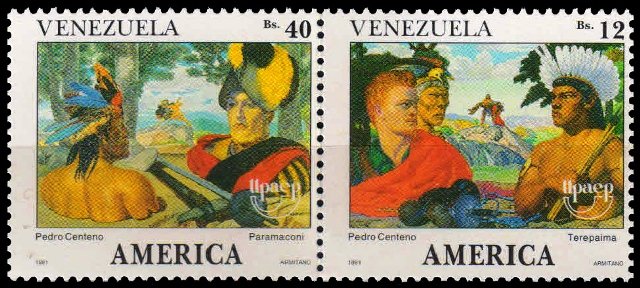 VENEZUELA 1991-America, Voyages of Discovery, Paintings, Se-tenant Pair, MNH, S.G. 2923-2924