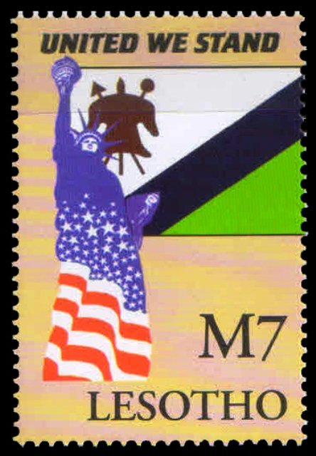 LESOTHO 2002, U.S. Flag as Statue of Liberty with Lesotho Flag, 1 Value, MNH, S.G. 1906