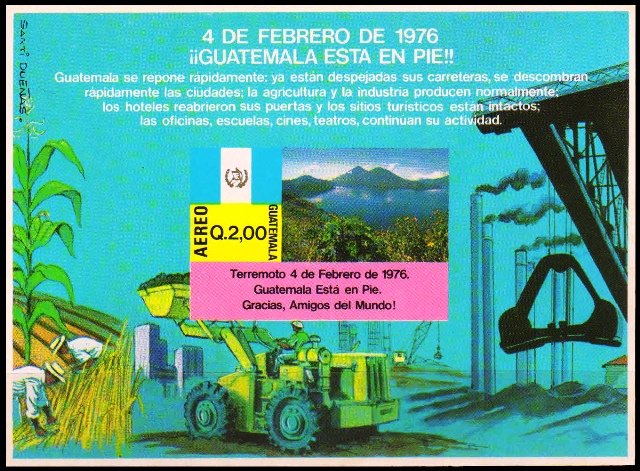 GUATEMALA 1976-Earthquake of 4th Feb, Lake Atitlan, Imperf MS, MNH, S.G. MS 1026C-Cat £ 15-