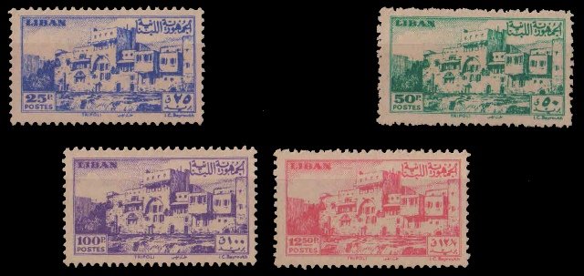 LEBANON 1948-Crusador Castle, Tripoli, Architecture, Set of 4, Mint Gum Wash, S.G. 338-341-Cat � 121