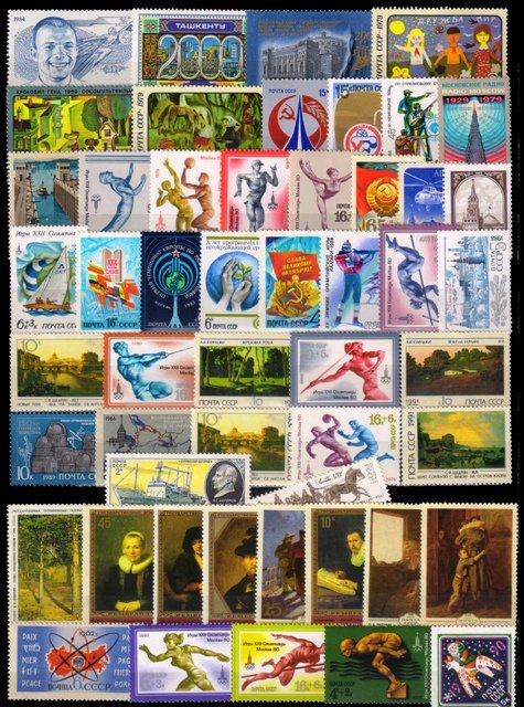RUSSIA Mint Thematic Stamps-50 All Different-Large only-Mint Never Hinged-Pre 1991 Period