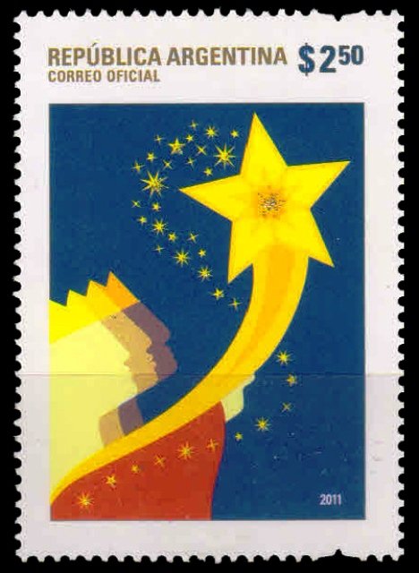 ARGENTINA 2011-Christmas-Embossed Star of Bethlehem and Three Kings-1 Value, MNH, S.G. 3475