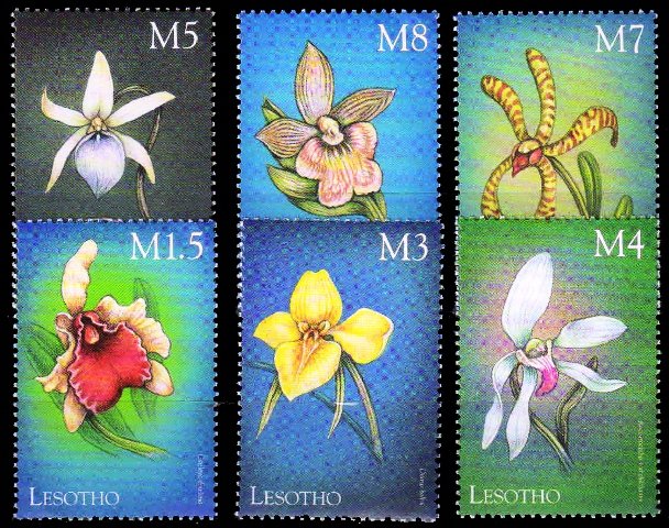 LESOTHO 1999-Orchids of the World-Set of 6, MNH, S.G. 1577, 1605-1609, Cat £ 7-