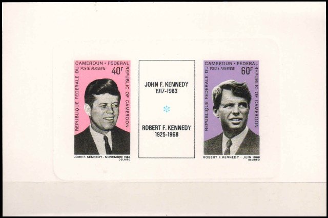 CAMEROUN 1968-John F. Kennedy & Robert F. Kennedy-Imperf Deluxe Sheet of 2 Stamps-MNH