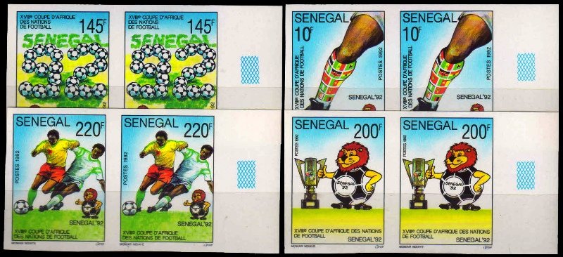 SENEGAL 1992-18th  African Nations Cup Football Championship-S.G. 1149-1152-Set of 4 Imperf Pairs