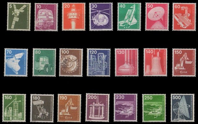WEST BERLIN, Germany 1975-Industry & Technology Series-Set of 21, MNH, Cat £ 57-, S.G B 478-B 491