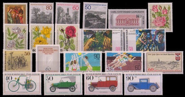 WEST BERLIN 1982, Germany, 20 Different Large Thematic Stamps, MNH, Cat £ 40-S.G. 631-650