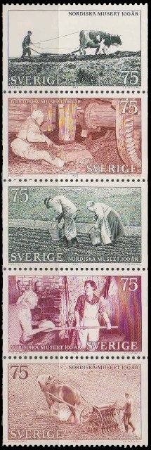 SWEDEN 1973-Cent. of Nordic Museum, Agriculture, Baking Bread, Set of 5, MNH, S.G. 750-754-Cat � 10-50