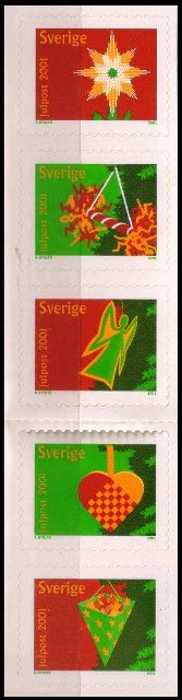 SWEDEN 2001-Christmas, De corations, Star, Angel, Set of 5, MNH, S.G. 2185-2189, Cat � 9-50