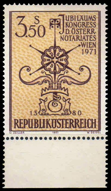 AUSTRIA 1971-Notarial Statute, Notary Seal, S.G. 1612-1 Value, MNH