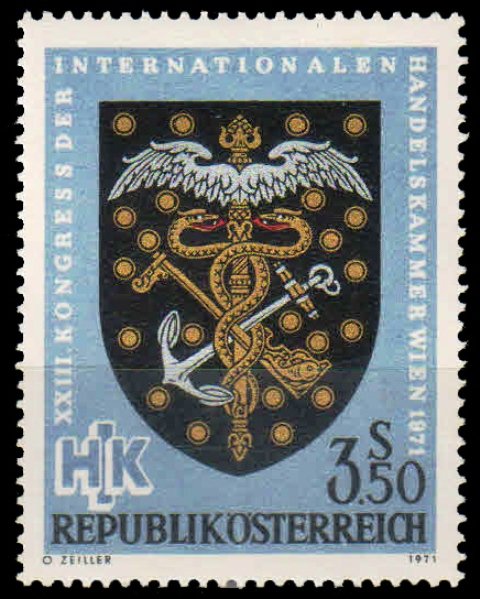 AUSTRIA 1971-Inter Chamber of Commerce, Shield of Trade Association, 1 Value, MNH, S.G. 1608