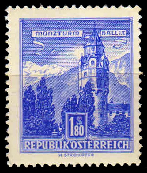 AUSTRIA 1957-Mint Tower, Hall in Tyrol, 1 Value, MNH, S.G. 1308-Cat � 2-