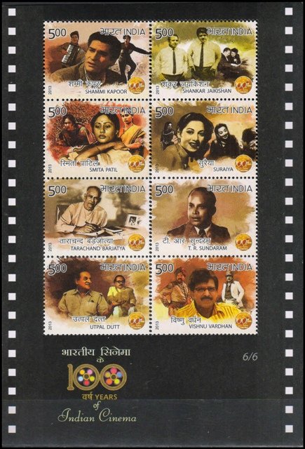 2013, 100 Years of Indian Cinema-Sheet of 8, 6th Series