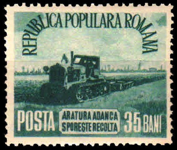 ROMANIA 1953-Agricultrue, Tractor, Harrows, 1 Value, MNH, S.G. 2318