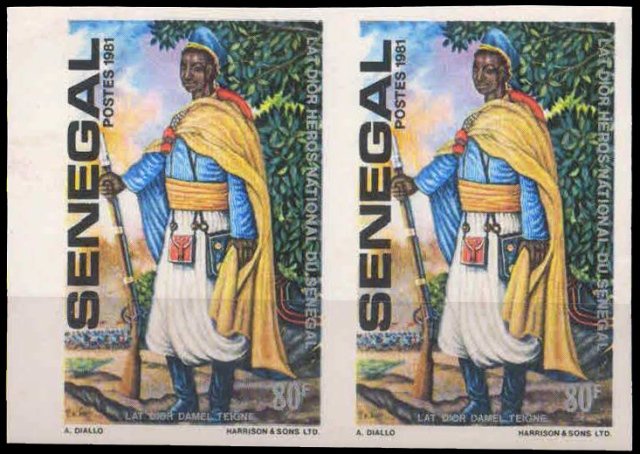 SENEGAL 1982-National Heroes, Lat Dior, Costumes, Imperf Pair, MNH, S.G. 737