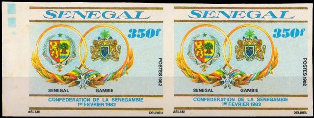 SENEGAL 1982-Arms of Senegal & Gambia, Imperf Pair, MNH
