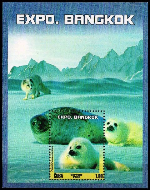 CUBA 2003-Harp Seal Pup, Nature, Stamp Exhibition, Miniature Sheet, MNH, Cat £ 3.50-S.G. MS 4682