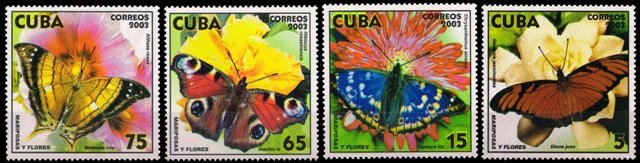 CUBA 2003-Butterflies & Flower, Flora & Fauna, Set of 4, MNH, S.G. 4683-4686, Cat £ 4.50-