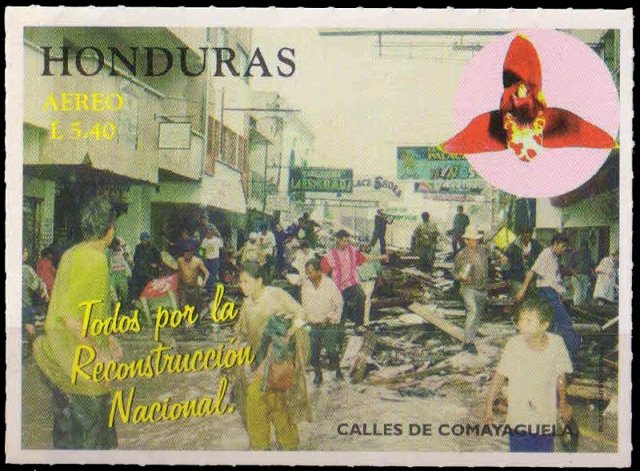 HONDURAS 1999-Orchid, Destruction of Comayaguela Street, 1 Value, MNH, S.G. 1491
