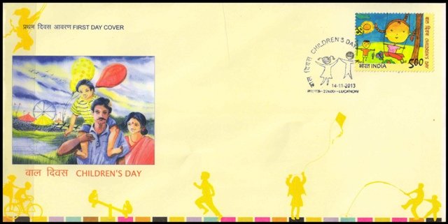14-11-2013, Children Day, Painting, Rs. 5-First Day Cover