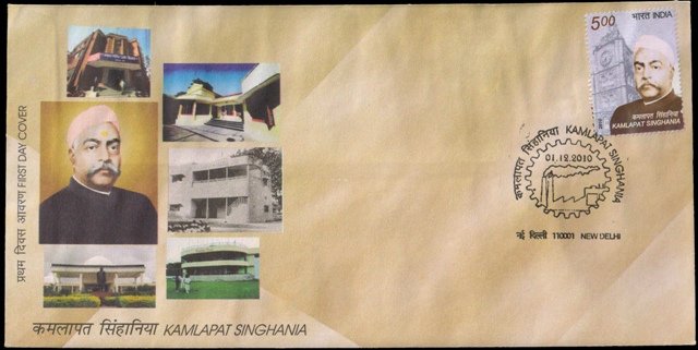 01-12-2010-Kamlapat Singhania, Founder of J.K. Group, First Day Cover & Information Sheet
