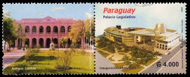 PARAGUAY 2003-New Legislative Palace, Buildings, 1 Value+Label, MNH, Cat £ 6.25-S.G. 1674