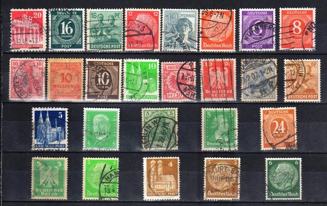 GERMANY Old Pre1950 Period-26 Different Used Postage Stamps, Third Reich etc.