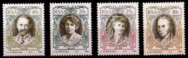 SOUTH AFRICA 1984-South African English Authors, Set of 4, MNH-S.G. 554-557