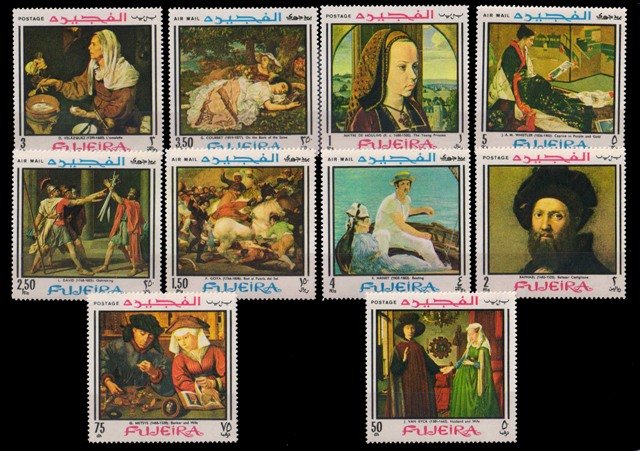 FUJEIRA 1968 - Famous Paintings, Arts, Artists, Comp. Set of 10 Stamps, MNH