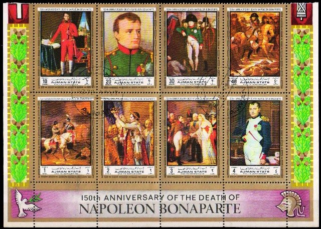 AJMAN STATE 1972-Napolean Bona Parte, 150th Anniv. of the Death, Complete Set of 8, Used