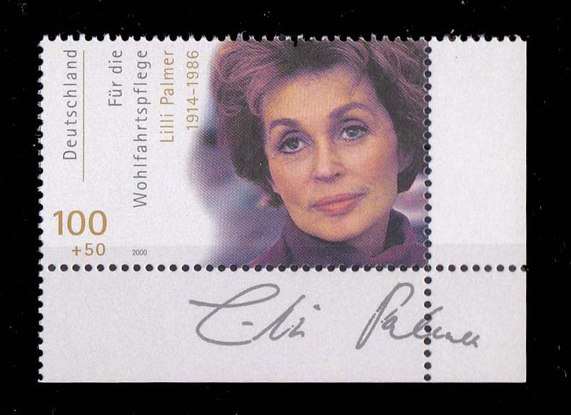 Germany 2000, Lilli Palmer, Actor, Humanitarian Relief Fund, 1 Value, MNH,S.G. 3012