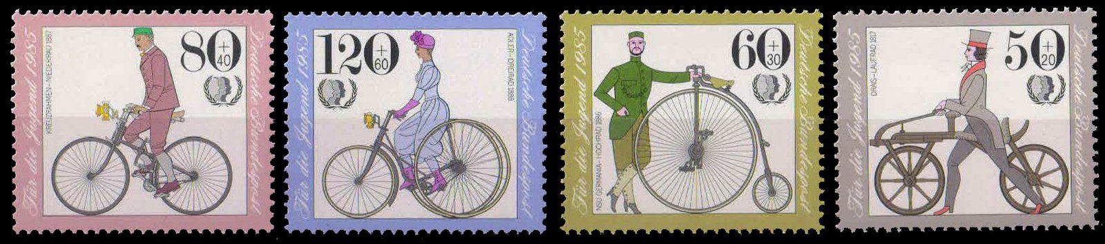 Germany 1985, Old Bicycles Pre 1888- Inter. Youth Year, Set Of 4, MNH, S.G.2092-2095