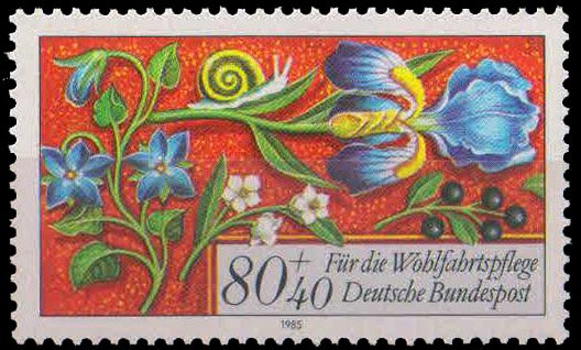 Germany 1985, Flowers, Berries & Snails, Depicts Mortifs From Borders, 1 Value, MNH, Cat. �1.9, SG 2109