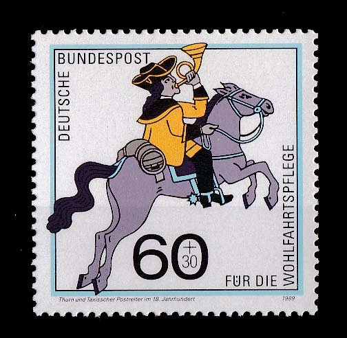 Germany 1989, 18th Cent. Mounted Courier, Thurn & taxis, Horse, 1 Value, MNH, S.G.2289