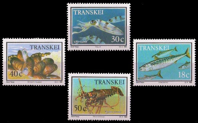 TRANSKEI 1989-Seafood, Fishes, Rock Lobster, Set of 4, MNH, S.G. 237-240