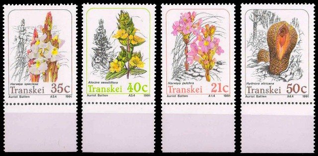 TRANSKEI 1991-Parasitic Plants-Flowers-Set of 4, MNH, Cat £ 3.75-S.G. 261-264