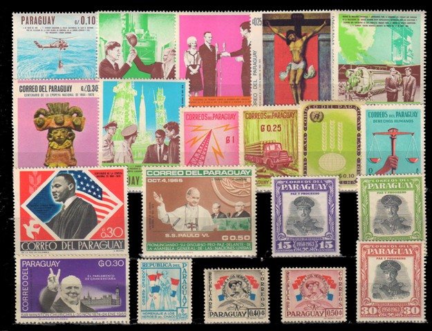 PARAGUAY, 20 Different Large Old Stamps, Mint Thematic