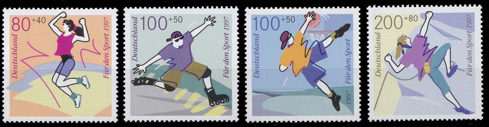 Germany 1997, Sports Promotion Fund- Aerobic, Skating, Streetball, Freeclimbing, Set Of 4, MNH, S.G. 2757-60