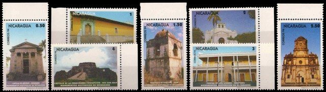 NICARAGUA 1994-Cultural Heritage, Church & Castles, Set of 7, MNH, S.G. 3443-3449-Cat £ 5.60-