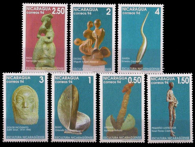 NICARAGUA 1994-Sculpture-Set of 7, MNH, S.G. 3409-3415, Cat £ 5.75-