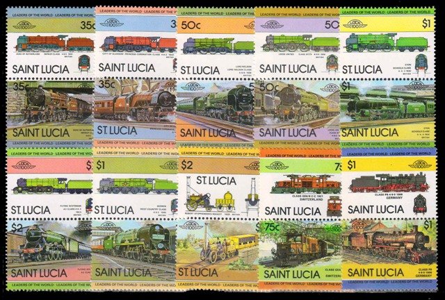 SAINT LUCIA, Locomotives-18 Different, Mint Only