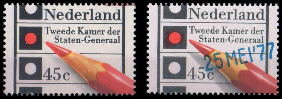 NETHERLANDS 1977-Elections to House of states-General Ballot Paper and Pencil, Set of 2, MNH, S.G. 1265 & 1268