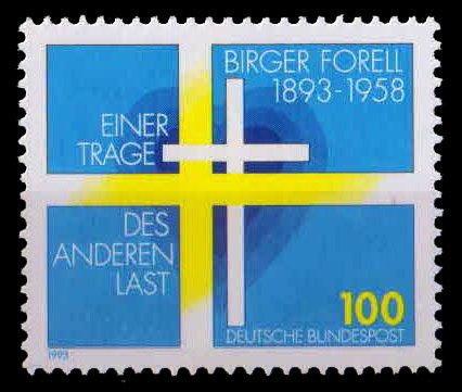 Germany 1993, Swedish Flag, Heart & Cross, Birger Forell, Founder Of Espelkamp, 1 Value, MNH, S.G. 2536