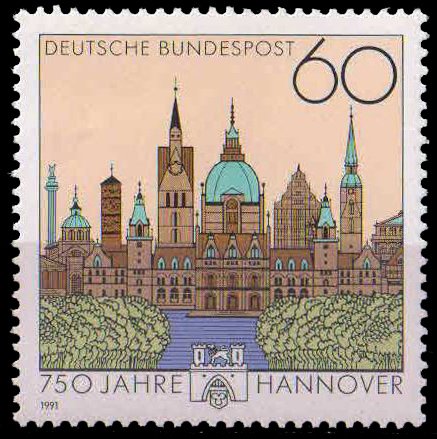 Germany 1991, View Of City, Hanover, Buildings, 1 Value, MNH, S.G, 2338