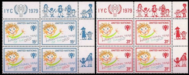 UNITED NATIONS (New York) 1979-IYC-International Year of the Child-Corner Blocks-Set of 2, MNH-S.G. 319-320