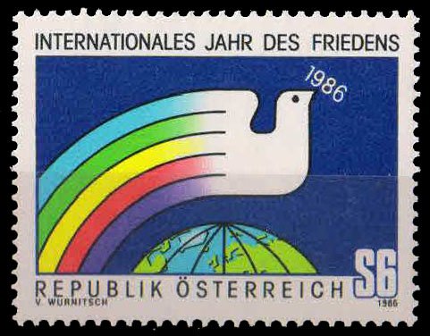 Austria 1986, Dove & Globe, International Peace Year, 1 Value, MNH, S.G. 2082