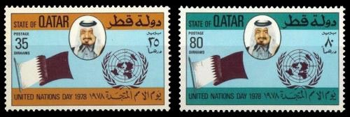 QATAR 1978-United Nations Day-U.N. Emblem & Qatar Flag-S.G. 650-651, Set of 2, MNH-Cat £ 7-