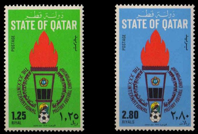 QATAR 1981-Military Football Championship, Set of 2-MNH, S.G. 715-716, Cat £ 20- 